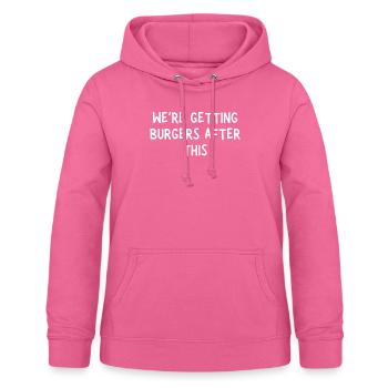 Lustiger Spruch, dass wir danach Burger bekommen - Frauen Hoodie - Pink - Vorne - AI Model Female 172 light (172cm)