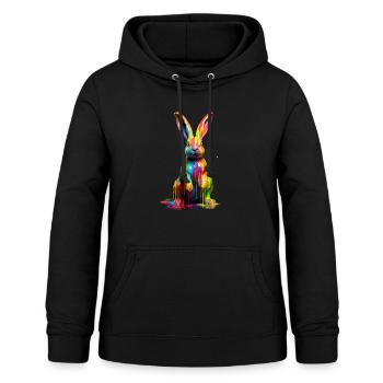 Lapin arc-en-ciel - Sweat à capuche Femme - noir - Devant - AI Model Female 172 light (172cm)