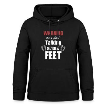 Warnung Kann Anfangen, Über Füße Zu Sprechen - Frauen Hoodie - Schwarz - Vorne - AI Model Female 172 light (172cm)