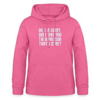 Gleichgültigkeit, Sarkasmus, andere Haltung - Frauen Hoodie - Pink - Vorne - AI Model Female 172 light (172cm)