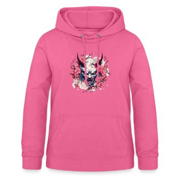 Japanese Hannya Demon Samurai Warrior Oni Mask - Women's Hoodie - pink - Front - AI Model Female 172 light (172cm)