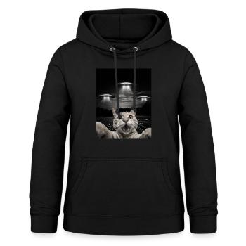 Selfie de chats drôles devant des OVNIS chat OVNI - Sweat à capuche Femme - noir - Devant - AI Model Female 172 light (172cm)