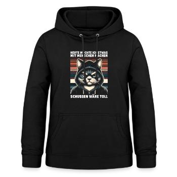 Schubsen wäre toll Sarkastisches Katzenliebhaber - Frauen Hoodie - Schwarz - Vorne - AI Model Female 172 light (172cm)