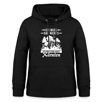 Ich muss nur nach Kärnten Wald Berge - Frauen Hoodie - Schwarz - Vorne - AI Model Female 172 light (172cm)