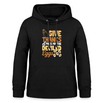 Gefüllte Eier Deviled Eggs - Frauen Hoodie - Schwarz - Vorne - AI Model Female 172 light (172cm)