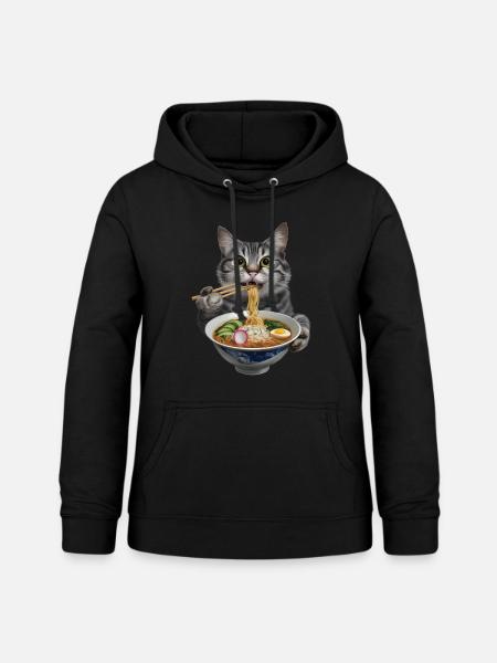 Katze Ramen - Frauen Hoodie - Schwarz