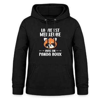 Panda roux - Sweat à capuche Femme - noir - Devant - AI Model Female 172 light (172cm)