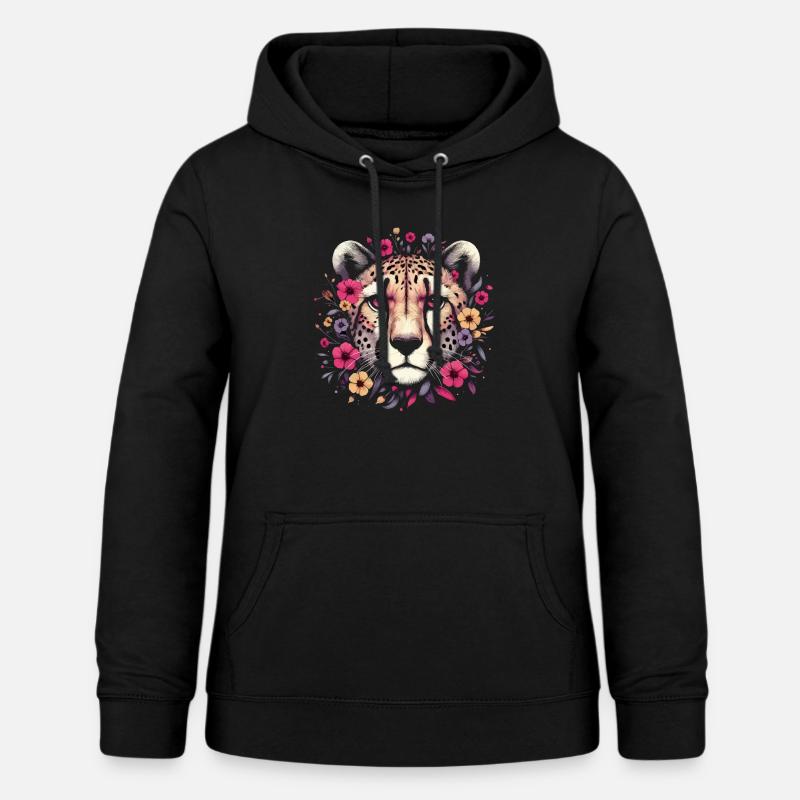 Guépard Fleurs de guépard - Sweat à capuche Femme - noir
