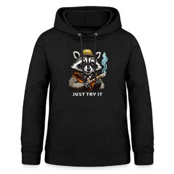 WASCHBÄR JOINT JUST TRY IT - Frauen Hoodie - Schwarz - Vorne - AI Model Female 172 light (172cm)