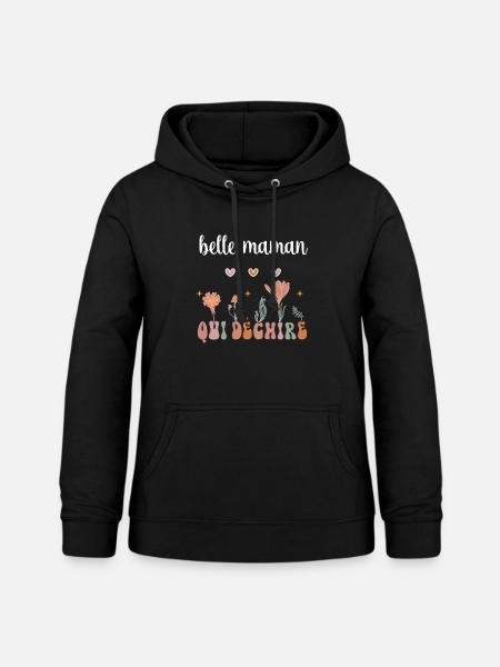Schöne Mutter reißt Boho-Bohème-Blumen - Frauen Hoodie - Schwarz