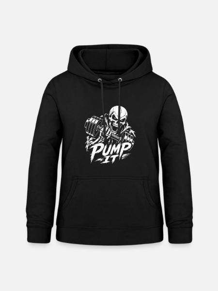 Skelett mit Hantel: Pump It - Frauen Hoodie - Schwarz