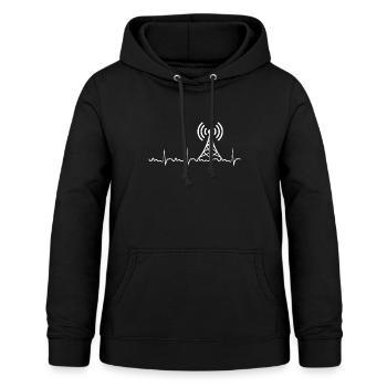 Radio Heartbeat HAM Radio Geschenk Radio Operator - Frauen Hoodie - Schwarz - Vorne - AI Model Female 172 light (172cm)