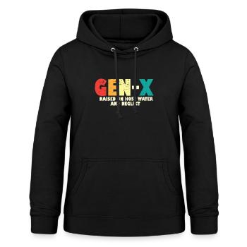 Gen X Raised On Hose Water And Neglect 80s 90s - Frauen Hoodie - Schwarz - Vorne - AI Model Female 172 light (172cm)
