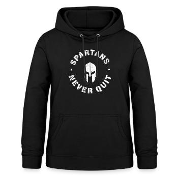 Spartans never Quit weiss - Frauen Hoodie - Schwarz - Vorne - AI Model Female 172 light (172cm)