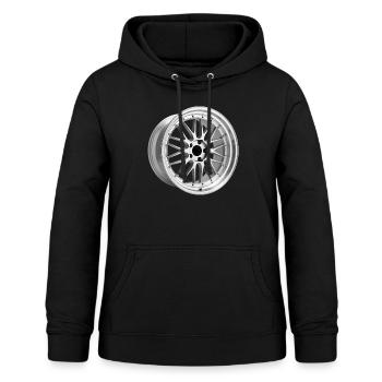 Car rim - Women's Hoodie - black - Front - AI Model Female 172 light (172cm)