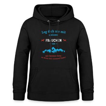 leg dich nie mit meinem frauchen an - Frauen Hoodie - Schwarz - Vorne - AI Model Female 172 light (172cm)