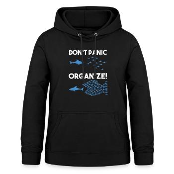 Don't panic organize Fischschwarm Hai Fische - Frauen Hoodie - Schwarz - Vorne - AI Model Female 172 light (172cm)