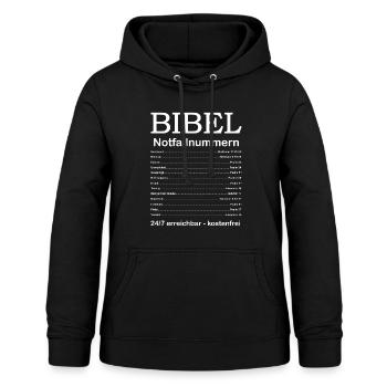 Bibel Notrufnummern Glaube an Gott und Jesus - Frauen Hoodie - Schwarz - Vorne - AI Model Female 172 light (172cm)