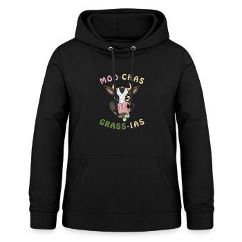 MOO-CHAS GRASS-IAS Fille de ferme - Sweat à capuche Femme - noir - Devant - AI Model Female 172 light (172cm)