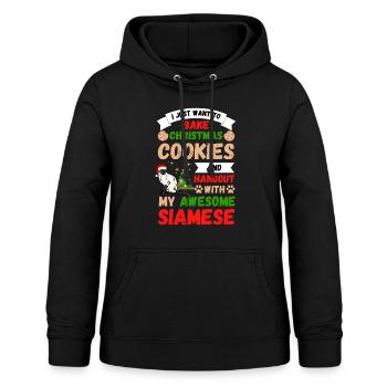 Biscuits de cuisson de chat siamois de Noël avec chat - Sweat à capuche Femme - noir - Devant - AI Model Female 172 light (172cm)