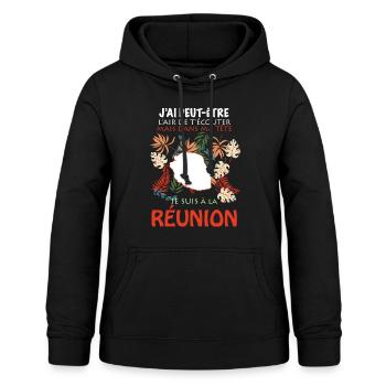 Humour Message Réunion - Sweat à capuche Femme - noir - Devant - AI Model Female 172 light (172cm)