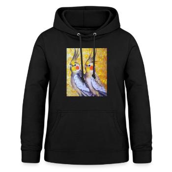 Nymphensittich Pärchen Gustav Klimt Style - Frauen Hoodie - Schwarz - Vorne - AI Model Female 172 light (172cm)