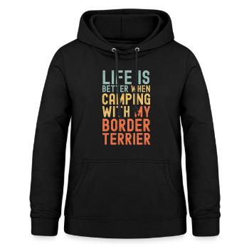 Border Terrier Camping retro vintage - Frauen Hoodie - Schwarz - Vorne - AI Model Female 172 light (172cm)