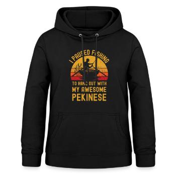 Angeln, Fischen und Pekinese - Frauen Hoodie - Schwarz - Vorne - AI Model Female 172 light (172cm)