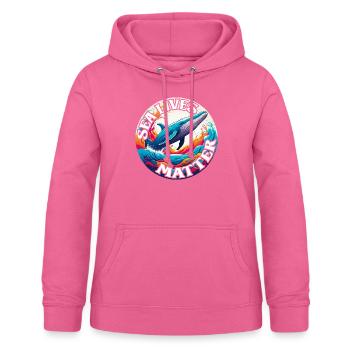Schützt das Leben im Meer Blauwal im Farbkreis - Frauen Hoodie - Pink - Vorne - AI Model Female 172 light (172cm)