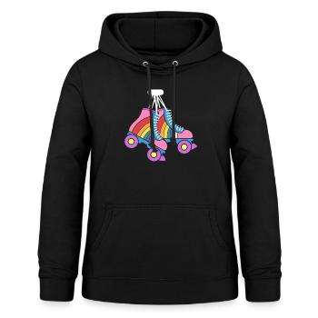 Retro Rollschuhe Regenbogen Derby-Skater - Frauen Hoodie - Schwarz - Vorne - AI Model Female 172 light (172cm)