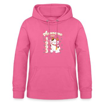 1993 Geburtstag Awesome since Katze Maneki neko - Frauen Hoodie - Pink - Vorne - AI Model Female 172 light (172cm)