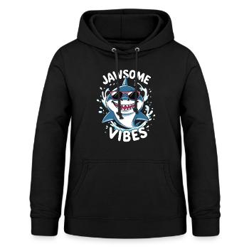 Jawsome Vibes - Cooler Hai mit Sonnenbrille - Frauen Hoodie - Schwarz - Vorne - AI Model Female 172 light (172cm)