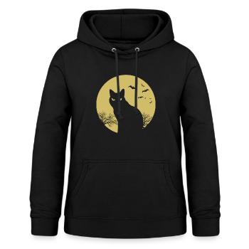 halloween chat lune - Sweat à capuche Femme - noir - Devant - AI Model Female 172 light (172cm)