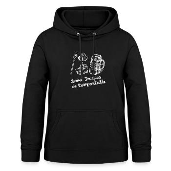 Camino de Santaigo. Chemin de Compostelle, T-shirt Ultreia - Sweat à capuche Femme - noir - Devant - AI Model Female 172 light (172cm)