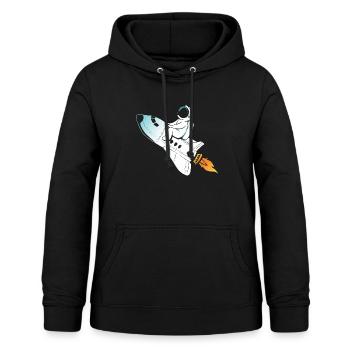 Rakete Astronaut zum Mond - Frauen Hoodie - Schwarz - Vorne - AI Model Female 172 light (172cm)