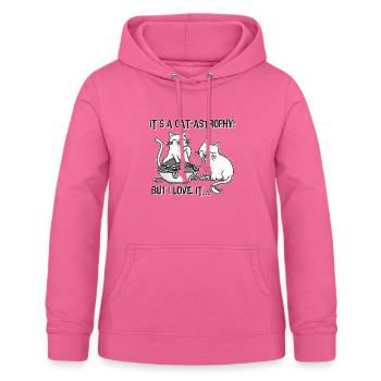 Spaghetti Cats - Deux chats s'amusent avec des pâtes - Sweat à capuche Femme - rose - Devant - AI Model Female 172 light (172cm)