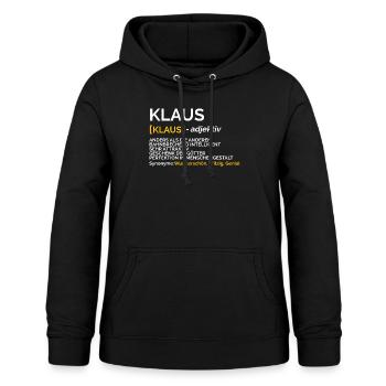 Klaus - Frauen Hoodie - Schwarz - Vorne - AI Model Female 172 light (172cm)