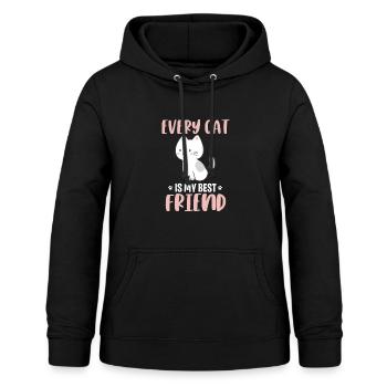Katze bester Freund - Frauen Hoodie - Schwarz - Vorne - AI Model Female 172 light (172cm)