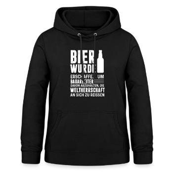 Bier * Bauarbeiter * Weltherrschaft - Frauen Hoodie - Schwarz - Vorne - AI Model Female 172 light (172cm)