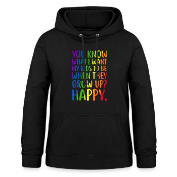 Sensibilisation aux LGBT Parents Maman Papa Gay Pride Rainbow - Sweat à capuche Femme - noir - Devant - AI Model Female 172 light (172cm)