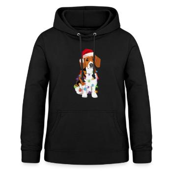Guirlande lumineuse Noël chien Beagle - Sweat à capuche Femme - noir - Devant - AI Model Female 172 light (172cm)