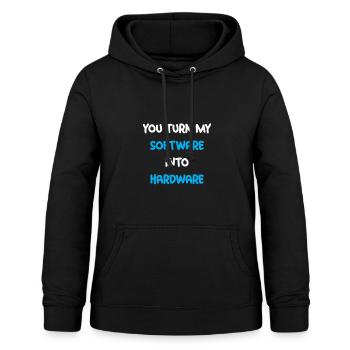 Vous transformez mon logiciel en matériel 2 - Sweat à capuche Femme - noir - Devant - AI Model Female 172 light (172cm)