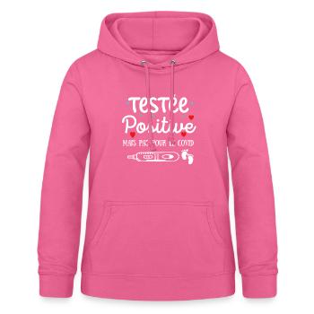 Testée positive - humour annonce grossesse - Sweat à capuche Femme - rose - Devant - AI Model Female 172 light (172cm)