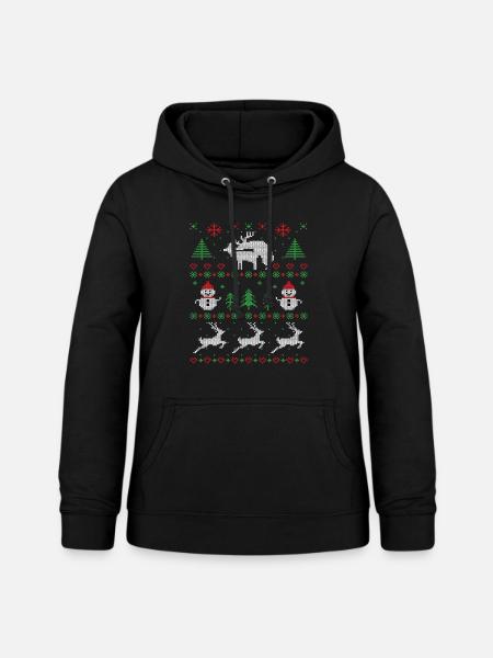 Joy Deer hässlicher Weihnachtspullover - Frauen Hoodie - Schwarz