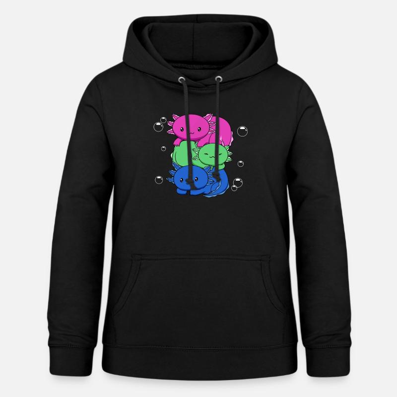 Polysexual Flag Axolotl Bunch Kawaii - Women's Hoodie - black