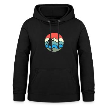 Retro Eighties Beach Surf 80er Jahre Vibe Wasser - Frauen Hoodie - Schwarz - Vorne - AI Model Female 172 light (172cm)