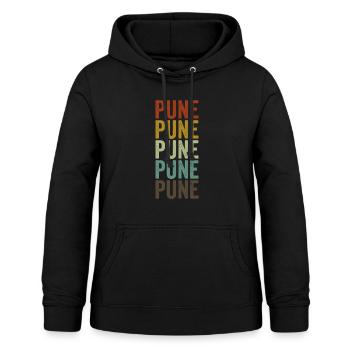 Pune Inde Rétro Vintage - Sweat à capuche Femme - noir - Devant - AI Model Female 172 light (172cm)