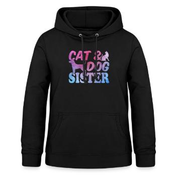 Cat Sister Dog Sister Dog Lover - Cat & Dog Sister - Sweat à capuche Femme - noir - Devant - AI Model Female 172 light (172cm)