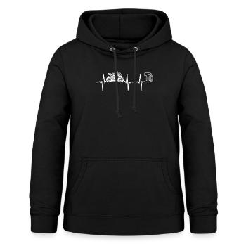 Race Motorcycle Heartbeat Beer Lover Racing Motorc - Women's Hoodie - black - Front - AI Model Female 172 light (172cm)