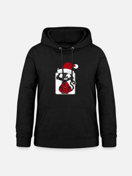 Katze Weihnachtsmann - Frauen Hoodie - Schwarz